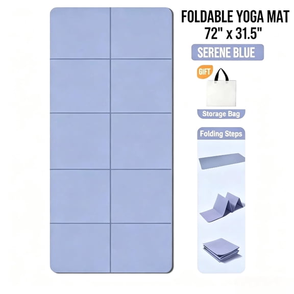 KONGTU Foldable Yoga Mat, 72 x 32 inch, Multi‑Purpose Non‑Slip Portable Moisture‑Proof Mat for Outdoor Sleeping Use
