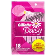 Daisy Gillette Disposable Razors for Women, 2-Bladed, 18 Count, Pink