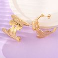 thumbnail image 3 of Flower with C-Shaped 304 Stainless Steel Stud Earrings for Women Real 18K Gold Plated 28.5x31mm, 3 of 5