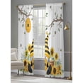 thumbnail image 4 of Gnomes Sunflower Sheer Curtains 96 Inch Length 2 Panels for Living Room, Bees Branches Floral Farmhouse Voile Kitchen Curtain Set, Luxury Privacy Drapes Window Treatment for Bedroom, 4 of 7