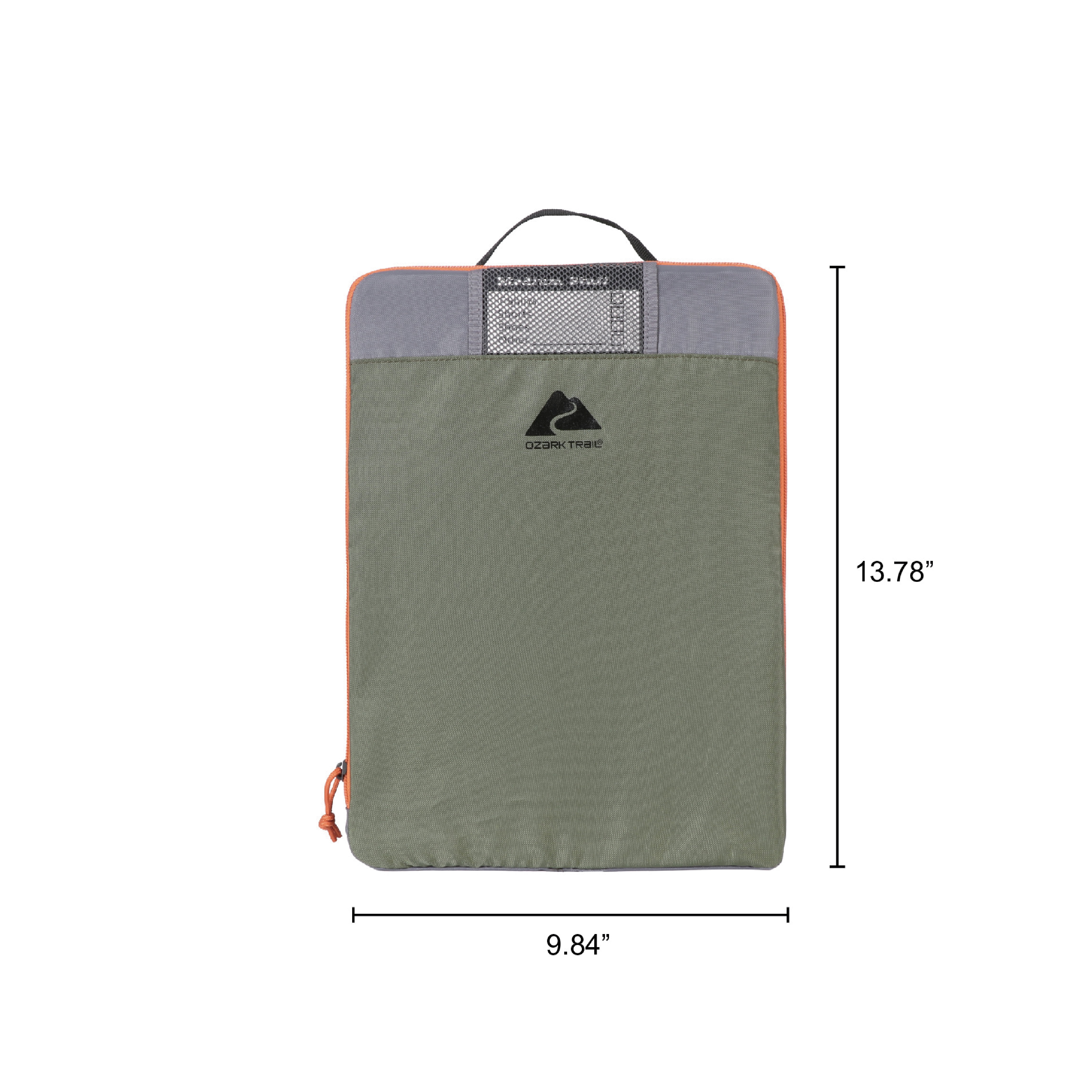 Ozark Trail Set of 3 Non-structured Polyester Camping Organizer Cubes, Various Sizes, Orange, Grey, & Green