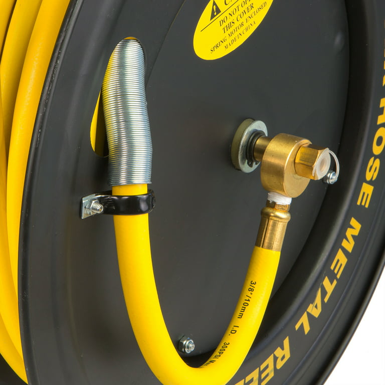 XtremepowerUS Industry Auto-Rewind Retractable Air Hose Reel Rubber Spring  Driven Auto Rewind 3/8 in x 100 ft, 300PSI 