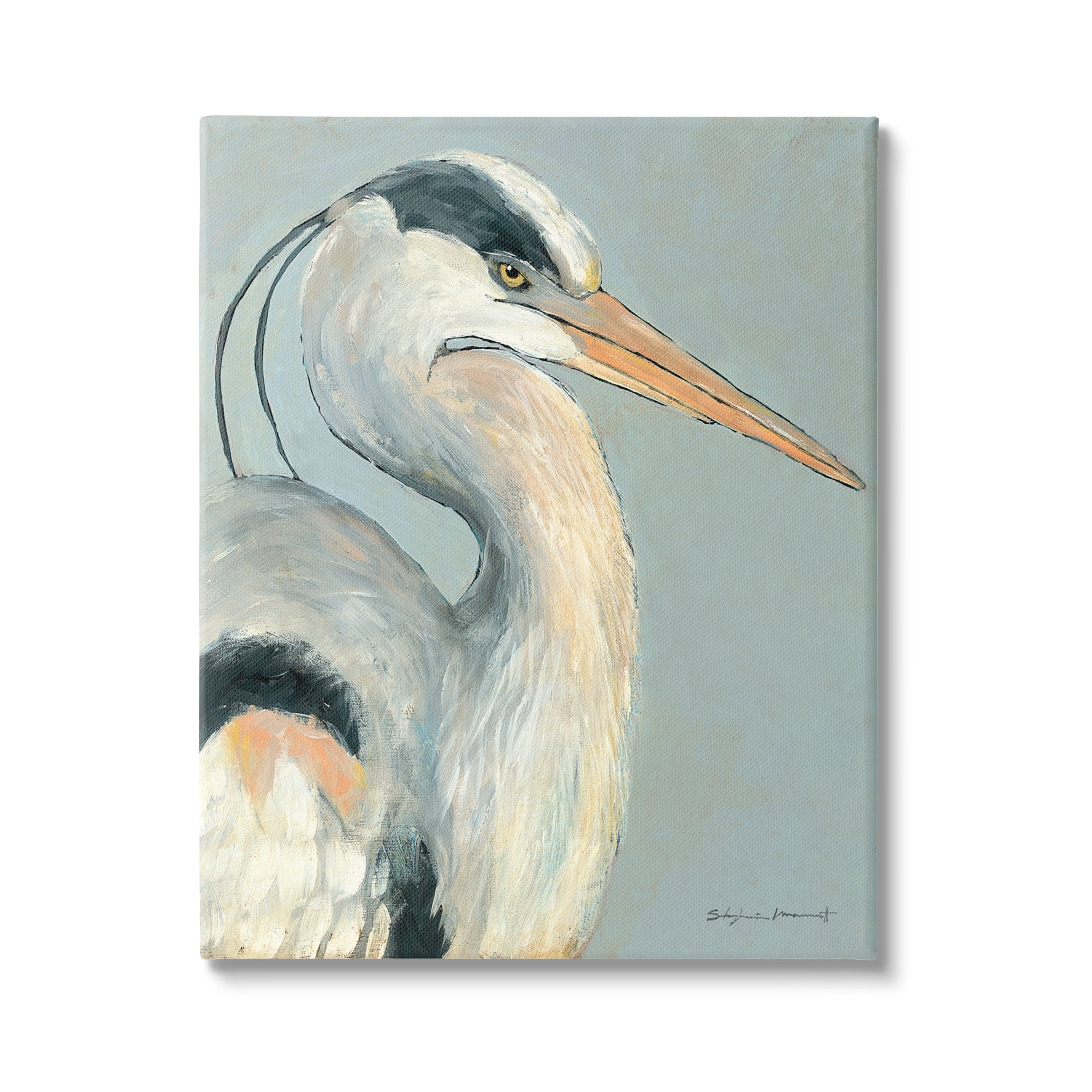 Stupell Egret Bird Wildlife Animal Portrait Animals & Insects Painting Gallery Wrapped Canvas Print Wall Art