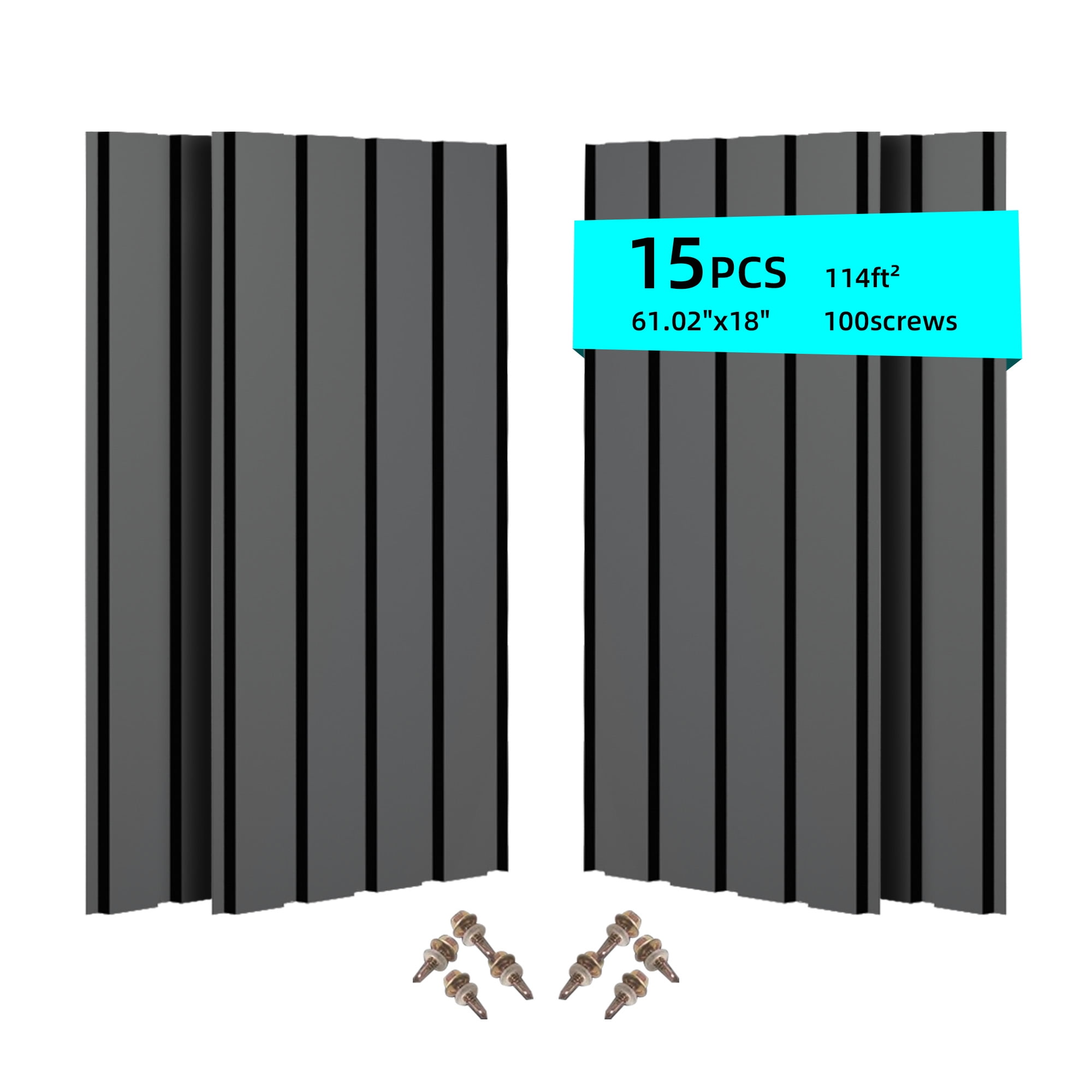 Miniyam 15 pcs 61" x 18" Metal Roof Panel for Carport, Gazebo Roof, Exterior Siding, Tool Shed Roof, Chicken Coop Roof, Carport Roof, House Roof