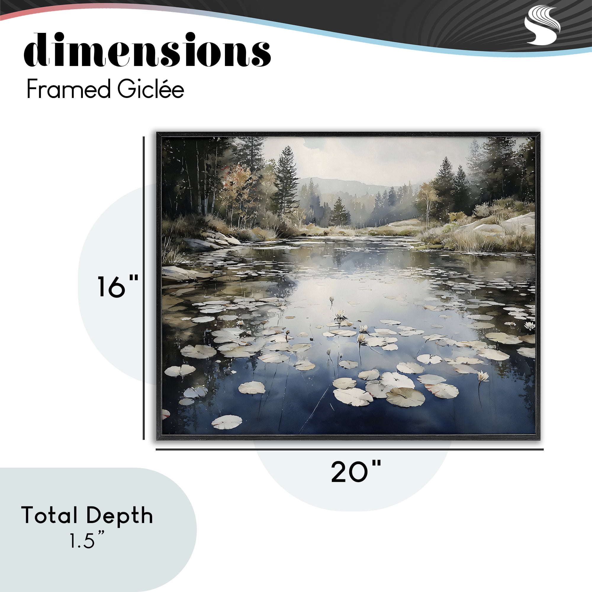 Stupell Industries Still Pond with Morning Reflections Black Framed Giclee Art, design by Franklyn Gregory