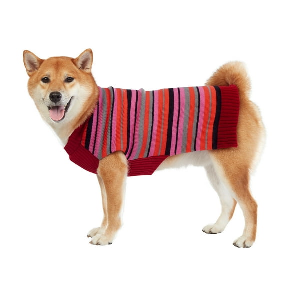 Best Furry Friends Sweater for Dogs or Cats, Cranberry Stripe, Medium
