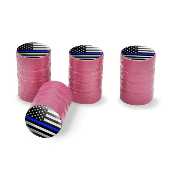 Thin Blue Line American Flag Tire Rim Wheel Aluminum Valve Stem Caps