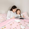 thumbnail image 4 of Manfei Teens Cartoon Animal Duck Queen Comforter Set 3pcs,Kids Boys Girls Kawaii Flowers Bedding Comforter Set,Pink Reversible,Ultra Soft Home Decor, 4 of 6