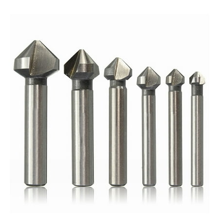 

Toma 6PCS/Set Drill Bit High-speed Steel 3 Flute 90 Degree Woodworking Drilling Bits Round Handle Countersink Household Hole Puncher