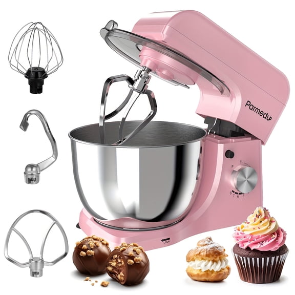 120V Electric Tilt-Head Stand Mixer, 380W 8-Speed Motor, 4.76 Qt Heavy-Duty Bowl, with Egg Whisk Dough Hook Beater, Compact for Baking Pizza Smoothies