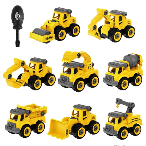 8 Pzas Juguetes de Vehículos de Ingeniería para Niños DIY Tuerca Excavadora Tractor Bulldozer Camión de Bomberos Modelos Auto de Juguete para Niños Juguetes para Niños Regalos