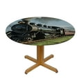 thumbnail image 3 of HAOXIT Decorative Fitted Table Cover for Round Tables, Steam Engine Polyester Elastic Edged Table Cloth,Vintage Locomotive Train in Countryside Print Table Pad, Fit Round Table for Kitchen 31-35, 3 of 8