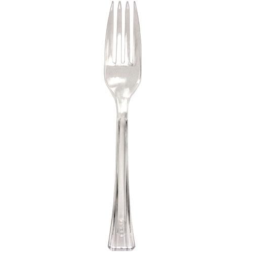EcoQuality Disposable Plastic Clear Fork - Great for Party, Soups, Kitchen, Office, Togo, Lunch, Cafeterias, Restaurants (48)