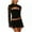 Black-M, variant on Women’s Sheer Lace Flared Long Sleeve Going Out Crop Top Cutout Mock Neck Club Party Night Out T-Shirt Fitted Blouse