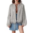 thumbnail image 1 of FOCUSNORM Women Faux Fur Coat Solid Color Open Front Long Sleeve Plus Size Jacket Warm Winter Outwear, 1 of 9