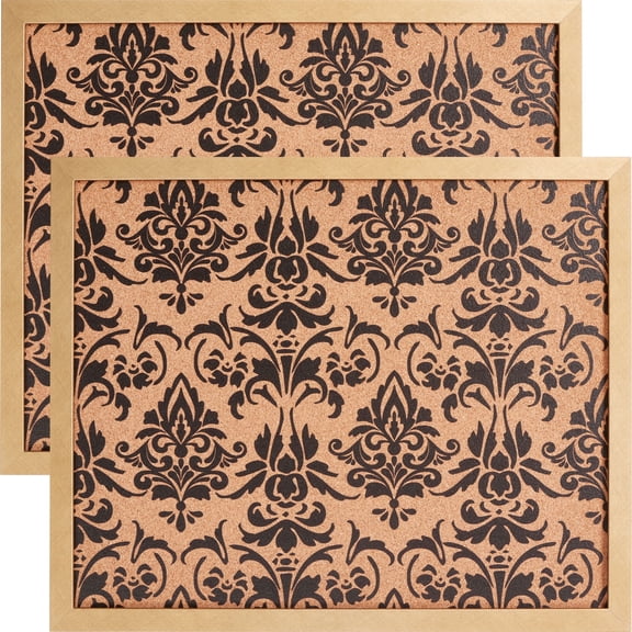 Craig Frames Decorative Cork Bulletin Board, 18.5x23 Inch, Gold Frame with Fleur de Lis Pattern, Set of 2