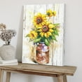 thumbnail image 5 of XUFX Sunflower Canvas Prints Wall Art Painting Picture - Floral in a Milk Can Vase Oil Painting Flower ArtworkStretched Ready to Hang for kitchen Wall Framed 12x18inch, 5 of 5
