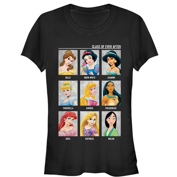 Junior's Disney Princesses Class of Bright Ever After Graphic Tee Black Small