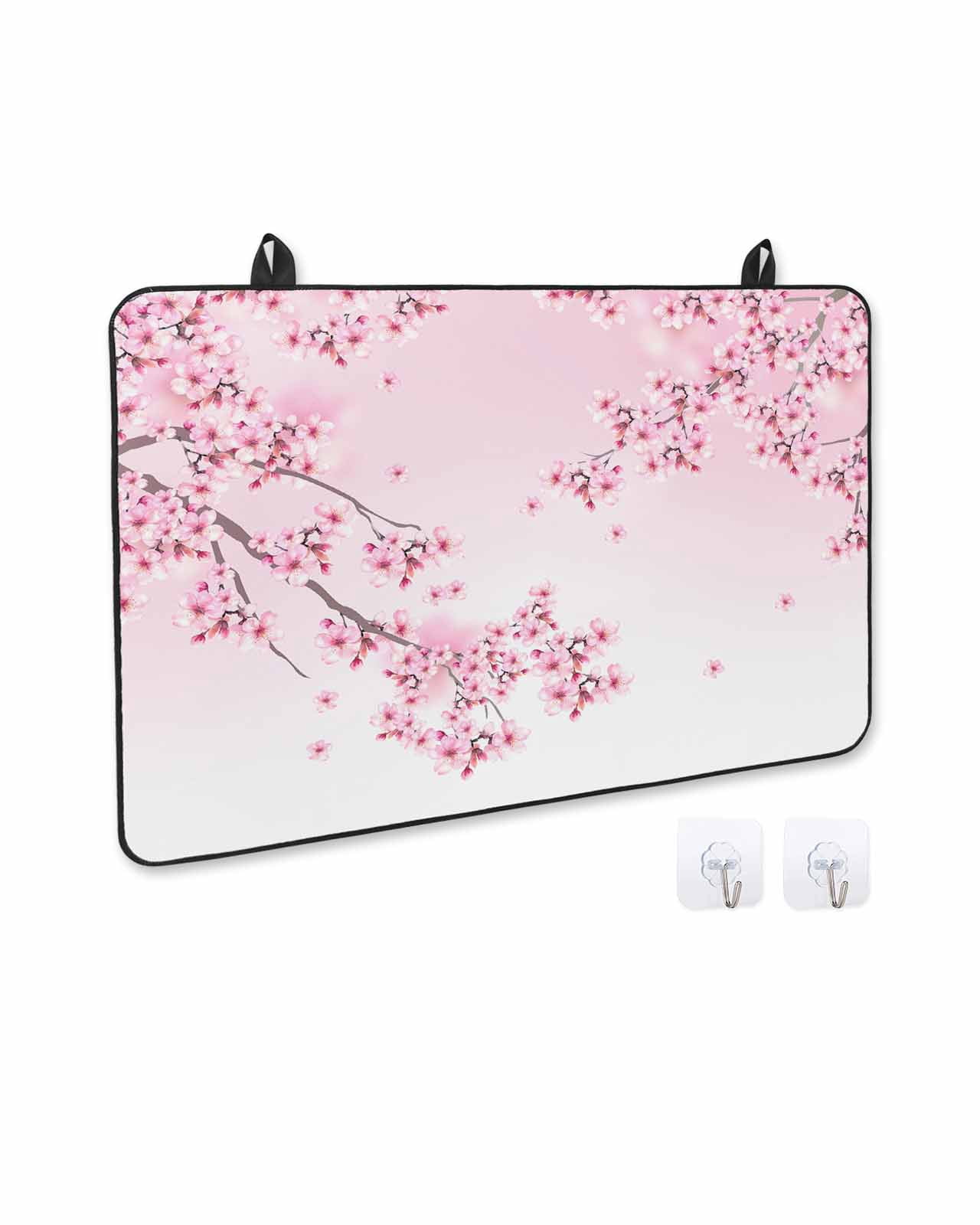 nqOlkjepod Large Induction Cooktop Protector Mat 24"x21", Pink Flowers Stove Top Covers for Electric Stove, Spring Botanical Floral Branches Gradient Stove Burner Cover Mats, Glass Top Stove Cover