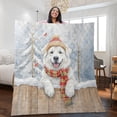 thumbnail image 2 of Playful Great Pyrenees Welcomes Winter Snowy Day with Cardinal Bird Quilt Blanket Pyr Dog Lover Cozy Comforter Throw Blanket - 12017, 2 of 5