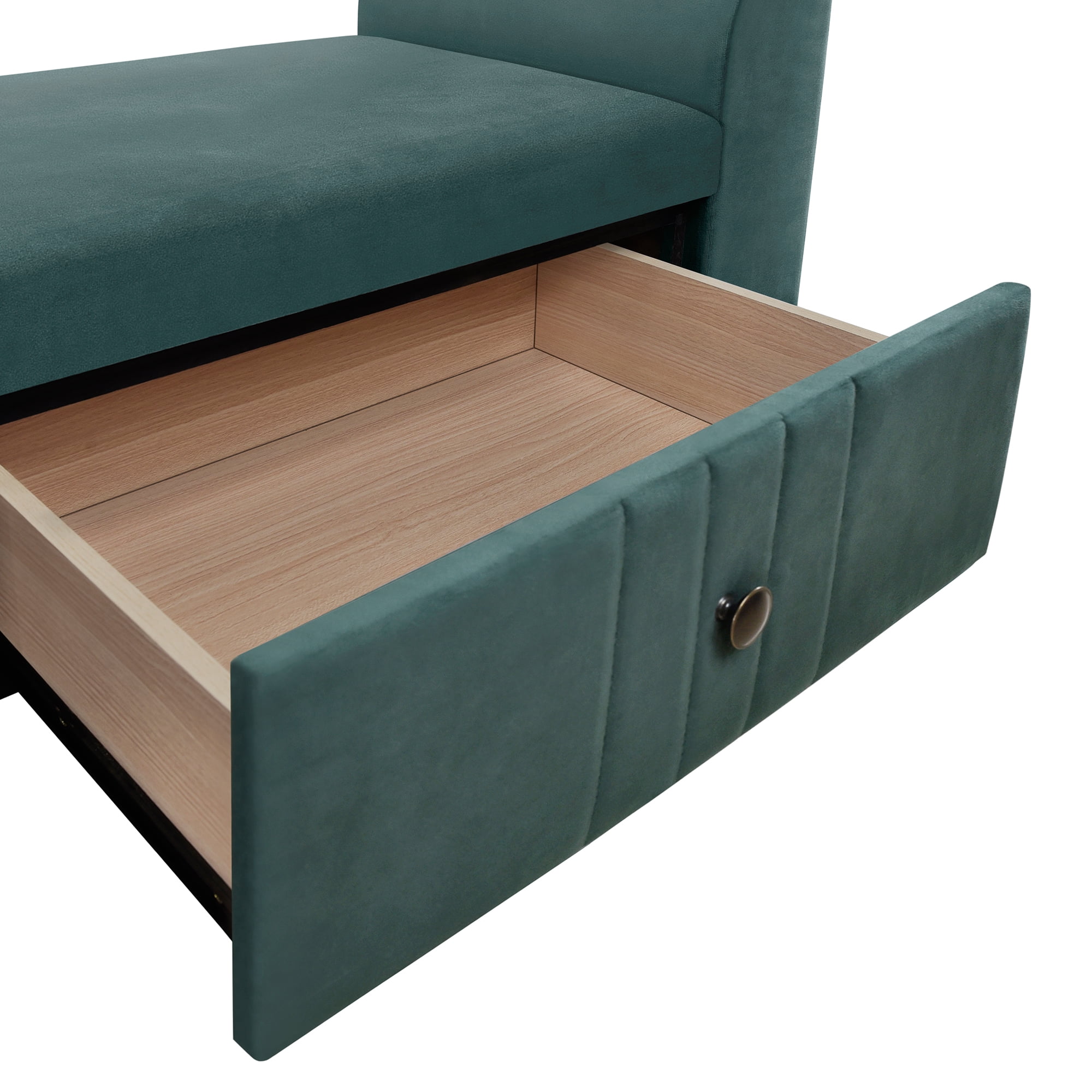 Upholstered Storage Ottoman Bench with 2 Drawers Wooden Bed End