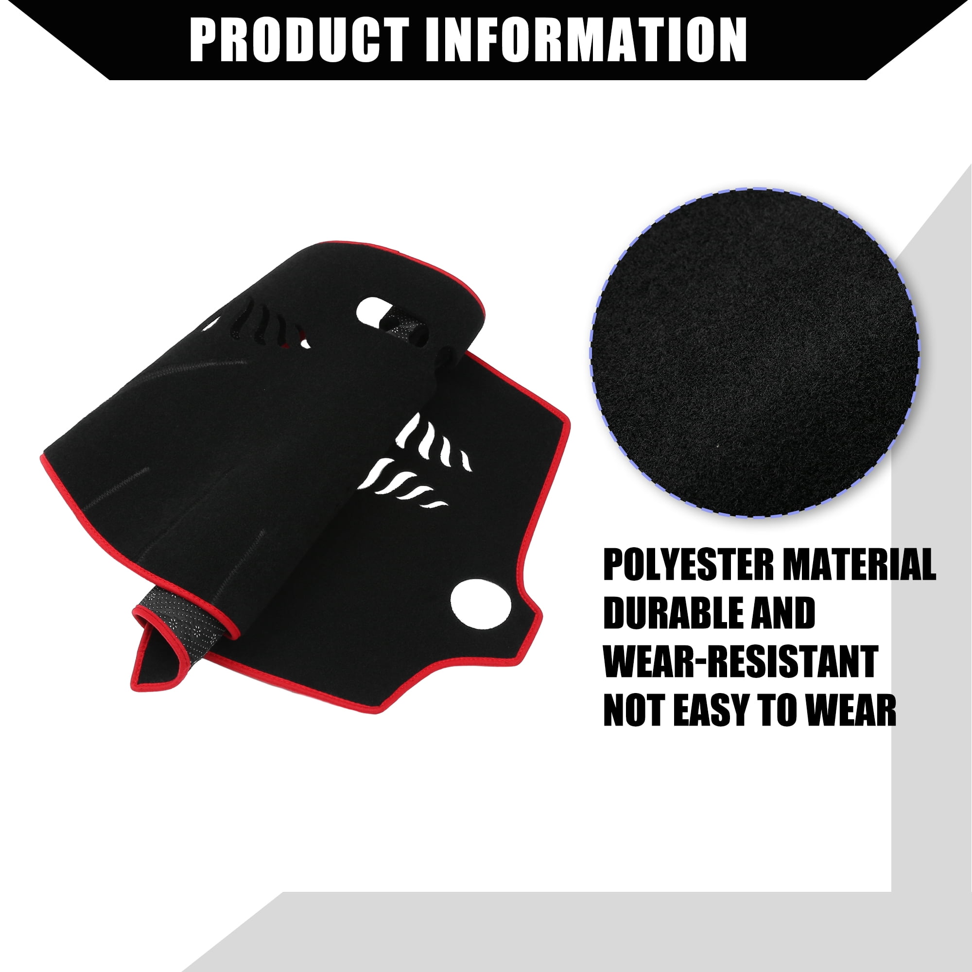 Unique Bargains Dash Cover for Audi Q7 2007-2015 Center Console Dashboard Cover Mat Non-Slip Polyester Black Red 1 Pcs