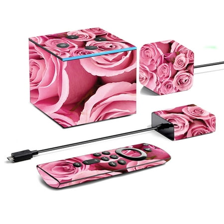 Skin For Amazon Fire TV Cube (2019) - Pink Roses | MightySkins Protective, Durable, and Unique Vinyl Decal wrap cover | Easy To Apply, Remove, and Change