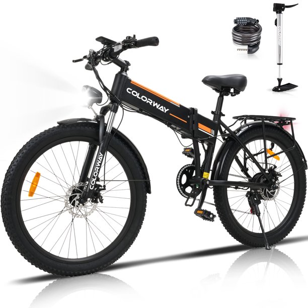 COLORWAY 26” Folding Electric bike,500W/12AH/36V Removable Battery