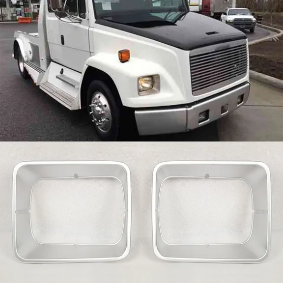 Headlight Bezel Plastic Gray Pair Fit Freightliner FL50, FL60, FL70, FL80, FL106