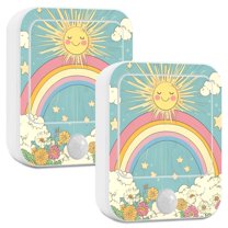 Yayeee 2-Pack Plug in LED Night Lights with Light Sensors Motion Detectors, Retro Beige Rainbow