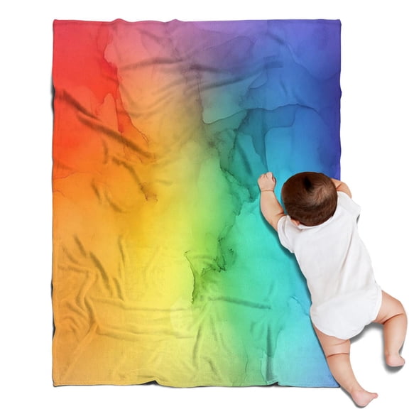 Rainbow Tie Dye Ink Pattern Blanket,Comfortable Soft Flannel Throw Blanket,All Season,Warm Lightweight Blankets for Sofa Bed Couch Living Room Chair,30"x40"