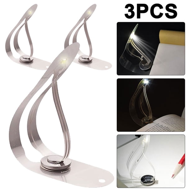 Lámparas LED JShteea para Libros Luces Plegables Marcapáginas Nocturna Creativa Blanca 3 Uds