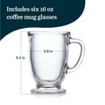 thumbnail image 3 of Libbey Kona Glass Coffee Mugs Set of 6, Elegant 16 Ounce Clear Tea Mug, Dishwasher Safe Glass Mugs with Handles for Tea, Coffee,and Espresso, 3 of 5