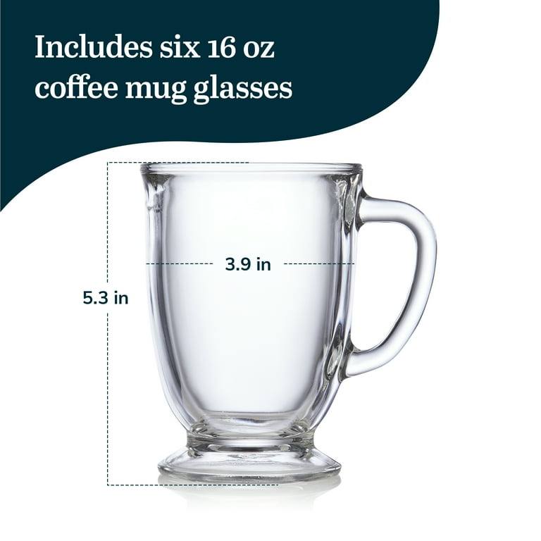 Coucke＆Libeco 5枚セット Libbey Kona Large Handle Glass Coffee Mugs, 16-ounce, Set of 6