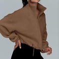 thumbnail image 4 of Abrigo de lana con cuello alto chaqueta holgada de moda para mujer chaqueta cálida atuendo diario, 4 of 7