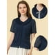 thumbnail image 2 of Allegra K Blusa Informal De Manga Corta Con Escote Plisado Y Lazo para Mujer Azul oscuro M, 2 of 4