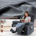 thumbnail image 6 of GEEYOO Swivel Rocker Recliner Chair with Massage and Heat Glider Recliner for Adults with Side Pockets Chenille for Living Room,Dark Grey, 6 of 6