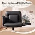 thumbnail image 3 of Vyrox Cross-Legged Office Chair, Ergonomic Criss Cross Office Chair with Adjustable Armrests, Swivel Vanity Chair Comfy Desk Chairs, Black, 3 of 7