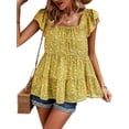 thumbnail image 2 of Frontwalk Women Blouse Floral Tank Tops Square Neck T-Shirt Ladies Boho Pullover Sleeveless Tee Yellow L, 2 of 6
