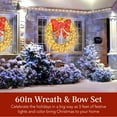 thumbnail image 2 of Best Choice Products 60in Pre-Lit Outdoor Christmas Wreath, LED Metal Holiday Decor w/ 206 Lights, Bow - Gold/Red, 2 of 7