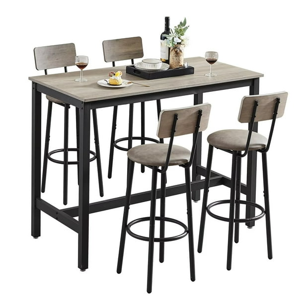 Sweiko Modern Bar Table and Chair Set for 4 Counter Height Table and