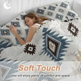 thumbnail image 4 of Blue Beige Duvet Cover Set Queen Size, Aztec Ethnic Southwestern Native Geometric 4 Piece Soft Microfiber Bedding Set with 1 Duvet Cover, 1 Flat Sheet, 2 Pillowcases, 4 of 9