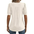 thumbnail image 4 of IYYVV Shirts For Women Puff Short Sleeve Pleated Dressy Casual Scooped Neck Summer Tops Blouses Fashion Clothes 2024 Beige S, 4 of 6