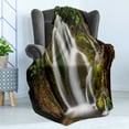 thumbnail image 4 of Waterfall Soft Flannel Fleece Throw Blanket, Epic Waterfall down the Cliffs Deep in Forest Natural Wonders Cascade Picture, Cozy Plush for Indoor and Outdoor Use, 70" x 90", White Green, by Ambesonne, 4 of 5