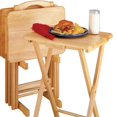 Winsome Alex 25" Portable Folding Wood Snack Tray Table Set of 10