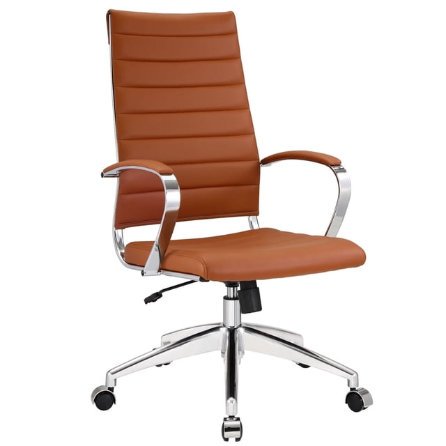 Modway Jive Chaise de Bureau Dossier Haut en Vinyle et Aluminium Style Moderne en Terracotta