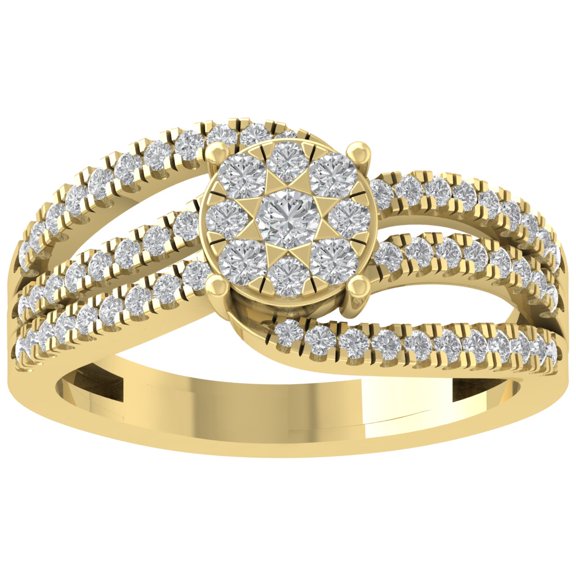 Araiya 10K Yellow Gold Diamond Bypass Ring (5/8 cttw, I-J Color, I2-I3 Clarity), Size 7