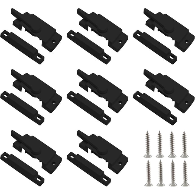 HUGFEGWE Sliding Window Sash Locks 4 Pack Cam Sash Locks for Double Hung Window Latch Lock for Vertical and Horizontal Sliding Windows, Black CJB91-55670