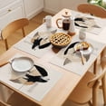 thumbnail image 5 of Beige Black Abstract Art Placemats Set of 12 Geometric Contemporary Luxury Place Mats Indoor Wipeable Table Mats Washable Cloth Dining Table Placemats for Kitchen Holiday Party Home Decor 13x19 Inch, 5 of 9