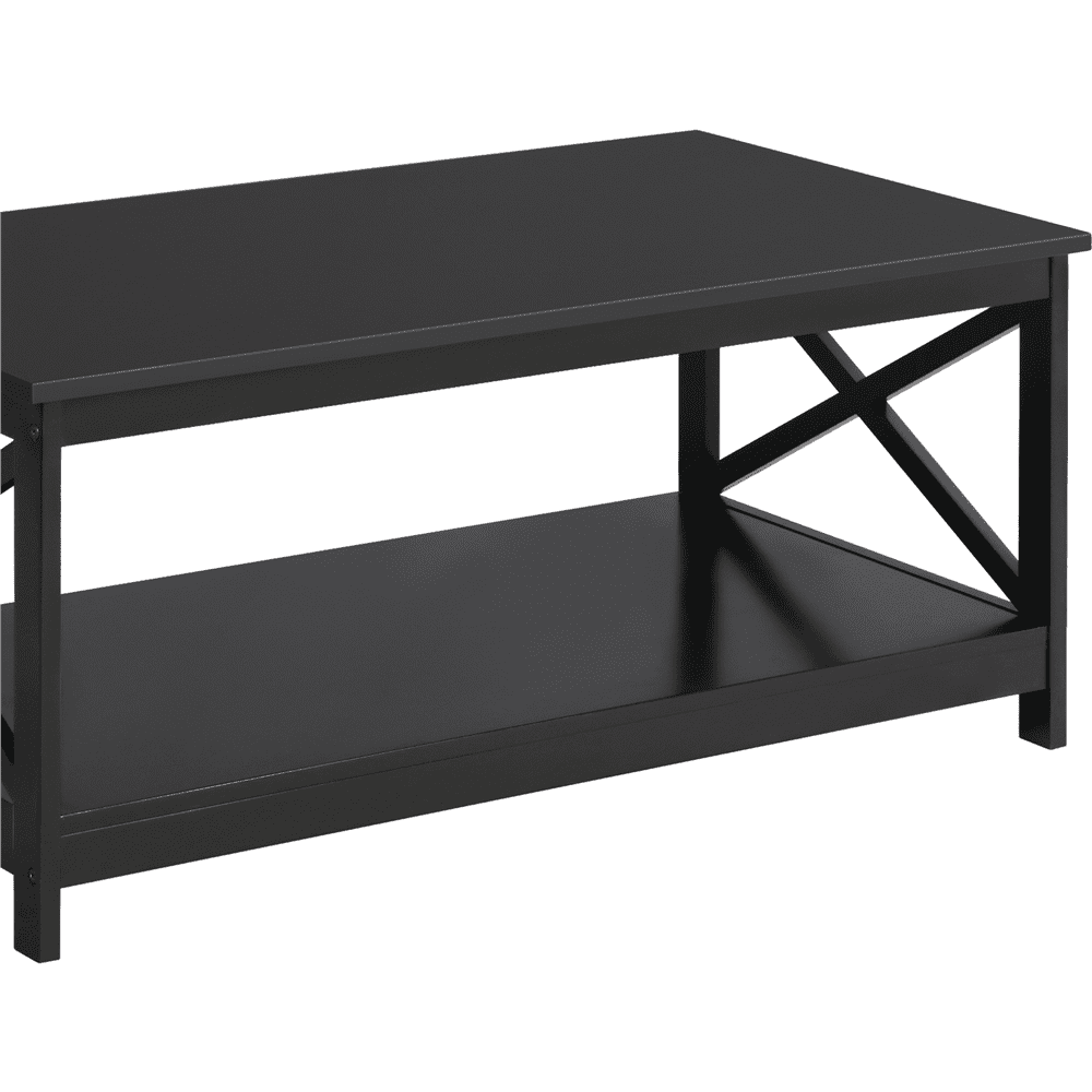 Yaheetech Modern X Design Coffee Table with Storage Shelf, Black